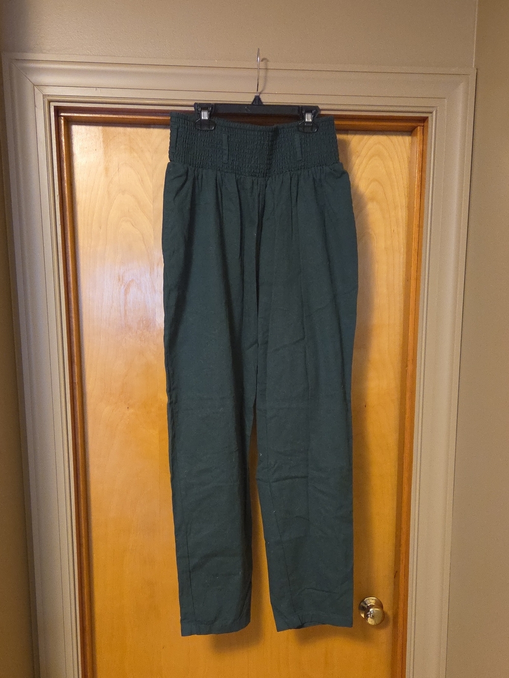 Lucy & Yak Dark Teal High-Waist Tapered Pants